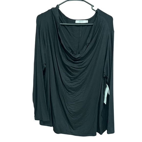 JustFab Cowl Neck Long Sleeve Tunic Top Comfy Casual‎ Black 2X - Picture 1 of 8